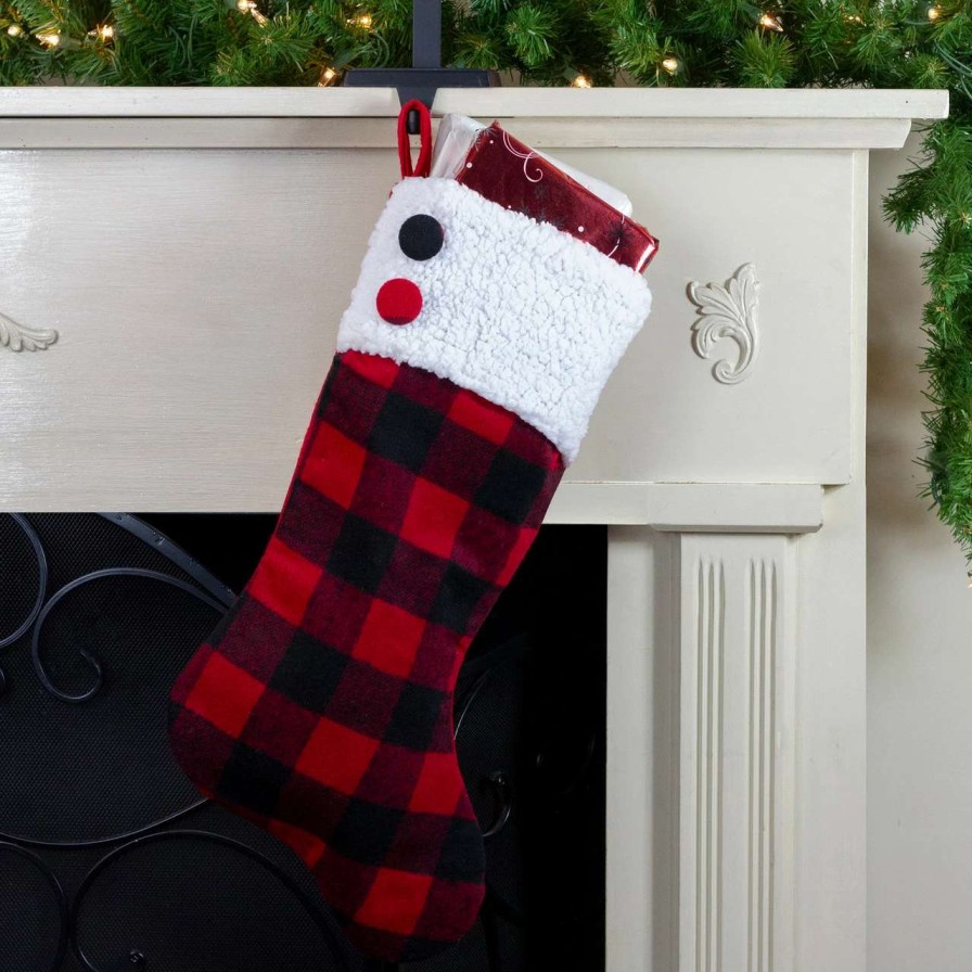 Stockings & Holders * | Northlight 23 Black And Red Rustic Buffalo Plaid Christmas Stocking