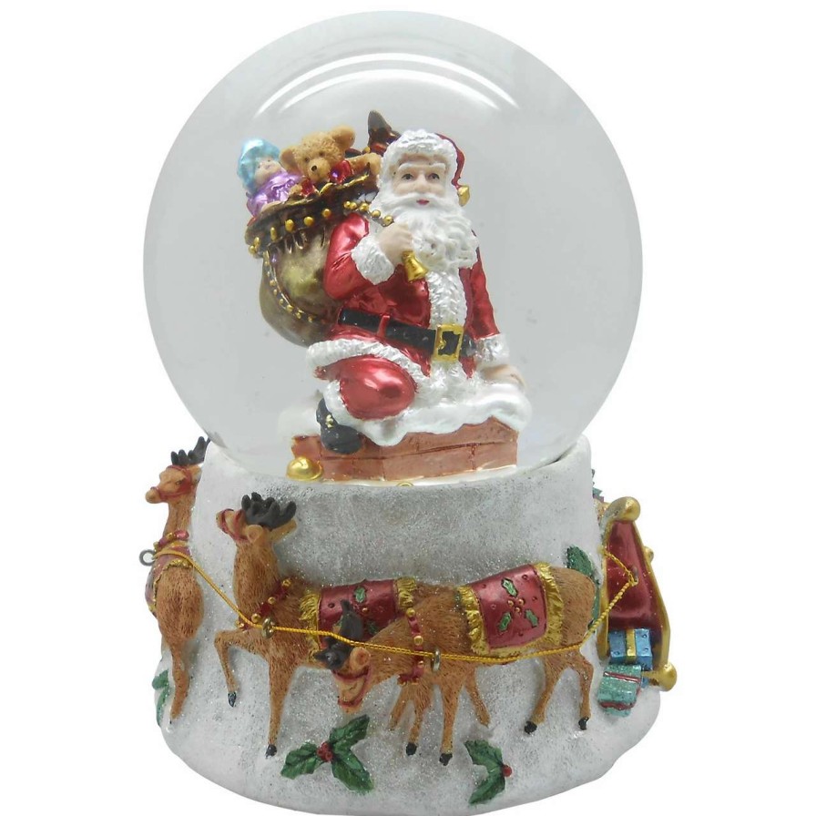 Christmas Village Sets & Accessories * | Northlight 6.75 Santa Going Down The Chimney Musical Christmas Snow Globe