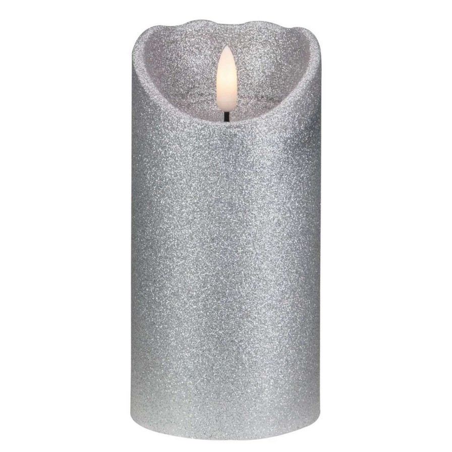 Candles & Lanterns * | Northlight 6 Led Silver Glitter Flameless Christmas Decor Candle