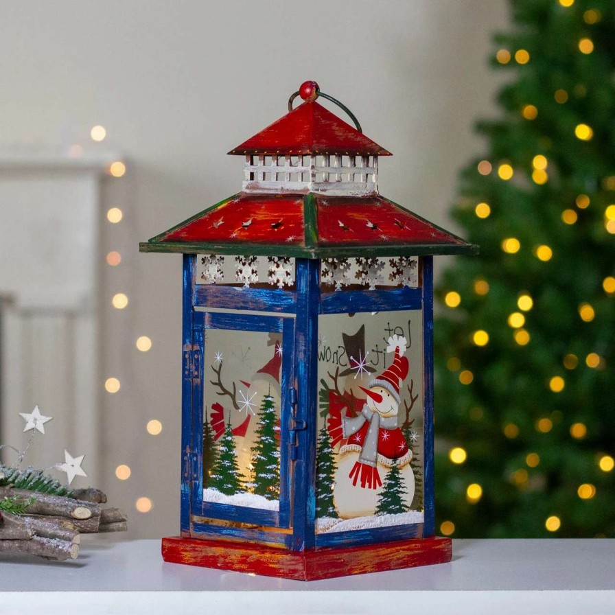 Candles & Lanterns * | Northlight Red, White And Black Snowman "Let It Snow" Christmas Lantern 12.75"