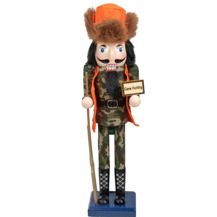 Figures * | Northlight 15 Orange And Green "Gone Hunting" Christmas Nutcracker In Camouflage