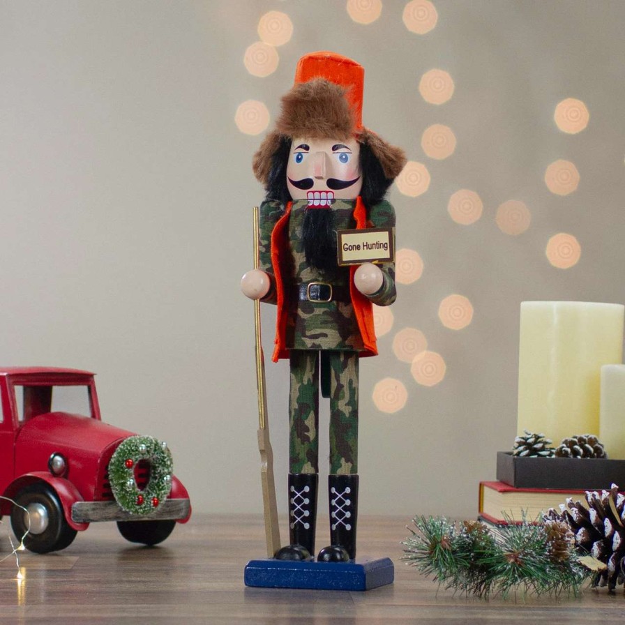 Figures * | Northlight 15 Orange And Green "Gone Hunting" Christmas Nutcracker In Camouflage