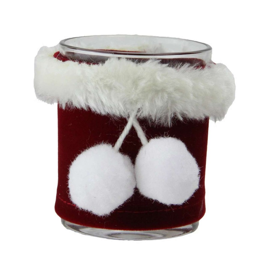 Candles & Lanterns * | Northlight 3.25 Cherry Red And White Santa Claus Candle Holder