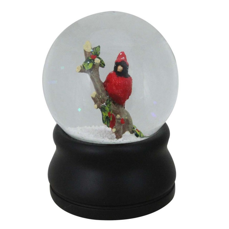 Christmas Village Sets & Accessories * | Northlight 5.75 Red Cardinal On Branch Musical Christmas Snow Globe