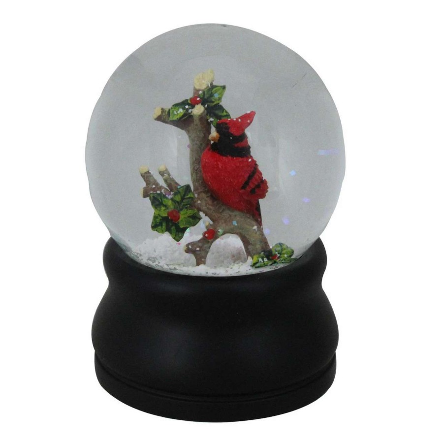 Christmas Village Sets & Accessories * | Northlight 5.75 Red Cardinal On Branch Musical Christmas Snow Globe