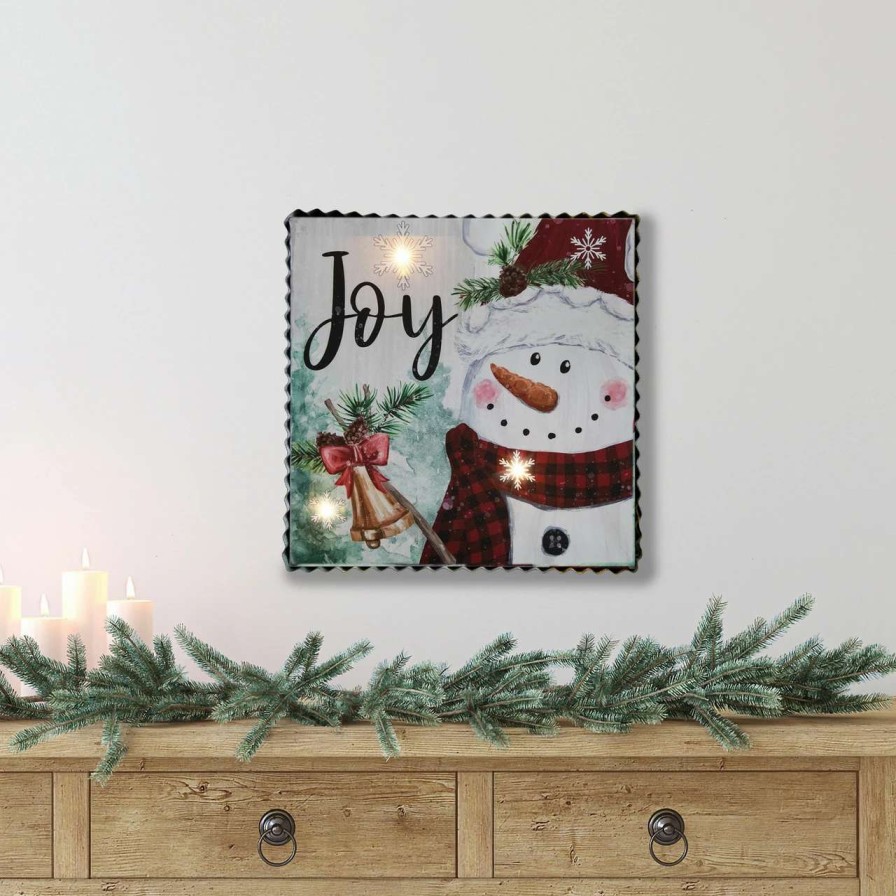 Christmas Village Sets & Accessories * | Northlight 12 Led Lighted 'Joy' Snowman Christmas Canvas Wall Art