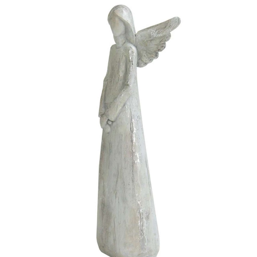 Figures * | Northlight 11 Gray And Silver Faux Wood Grain Angel Christmas Figure