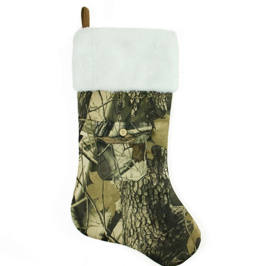 Stockings & Holders * | Northlight 21.5 Tree Print Camouflage With Pocket And White Cuff Christmas Stocking