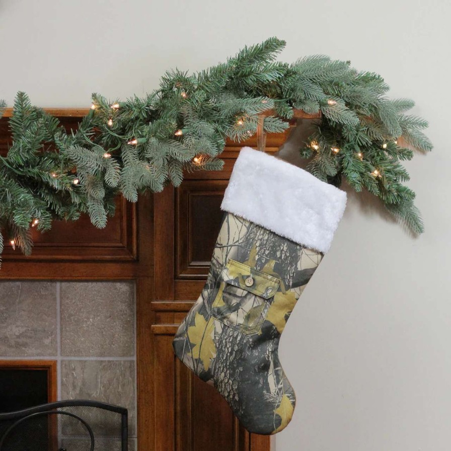 Stockings & Holders * | Northlight 21.5 Tree Print Camouflage With Pocket And White Cuff Christmas Stocking