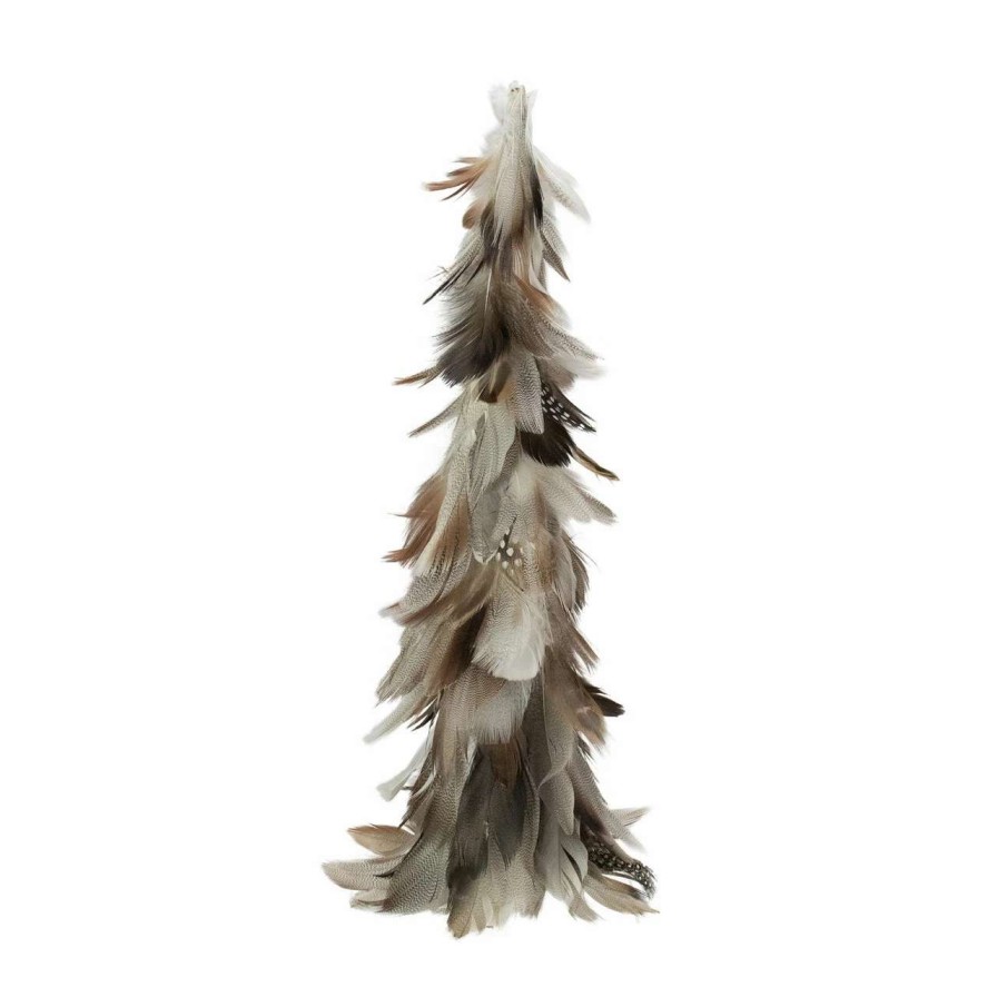 Christmas Table Top Trees * | Northlight 15.5 Brown And Gray Feather Layered Cone Tree Christmas Decoration