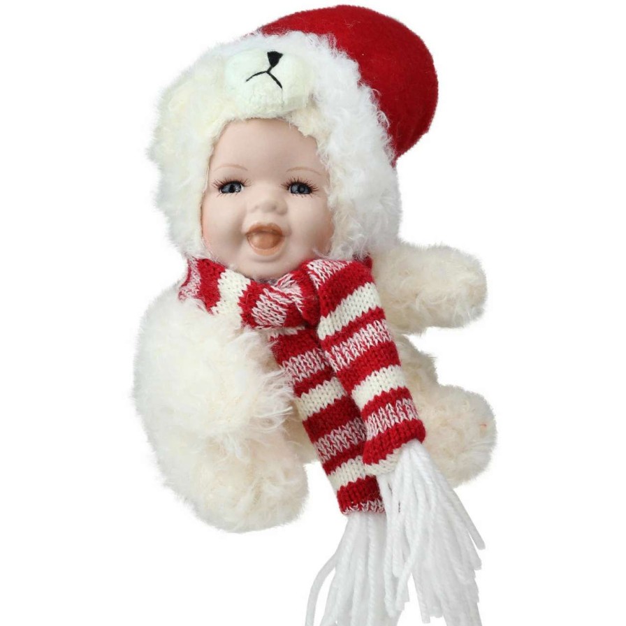 Figures * | Northlight 5.75 White And Red Baby In Polar Bear Costume With Santa Hat Collectible Christmas Doll