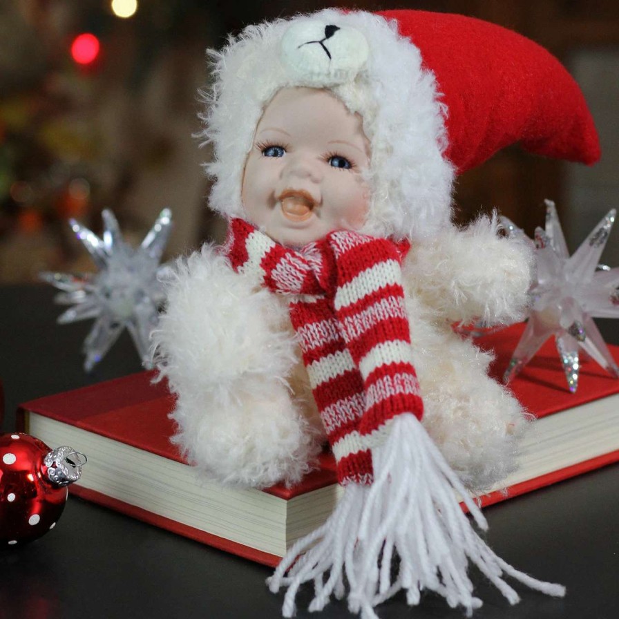 Figures * | Northlight 5.75 White And Red Baby In Polar Bear Costume With Santa Hat Collectible Christmas Doll