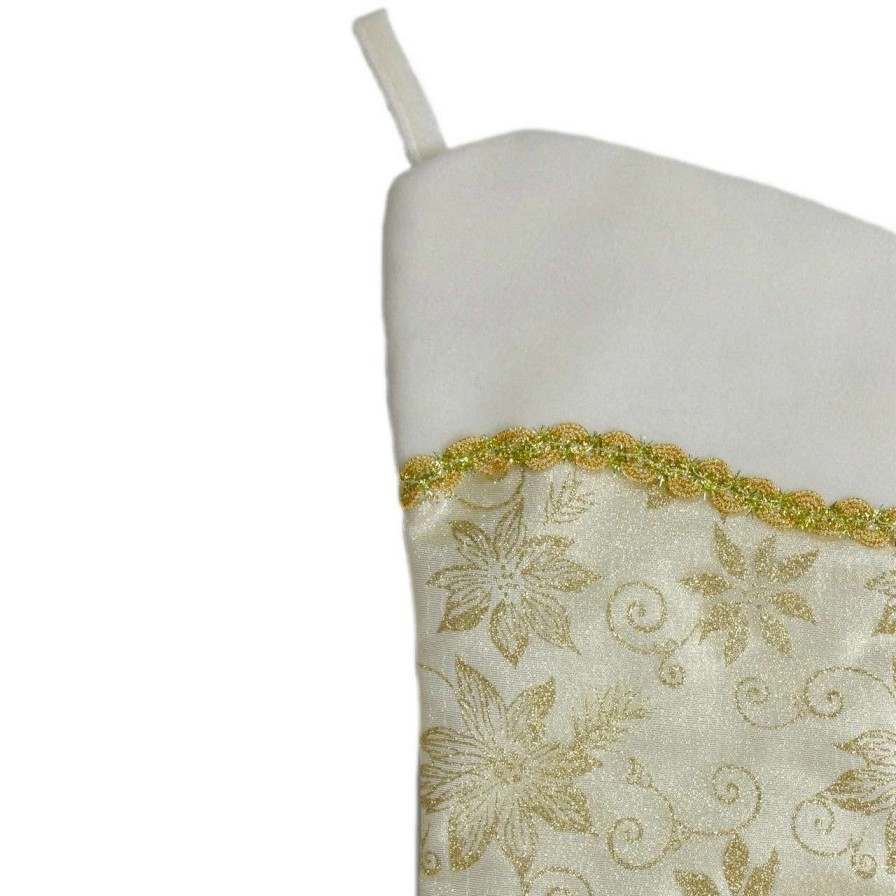 Stockings & Holders * | Northlight 20.5-Inch Gold And White Glitter Poinsettia Christmas Stocking With A Velvet Cuff