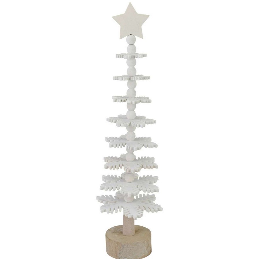 Christmas Table Top Trees * | Northlight 16 White Wooden Snowflake Cutout Christmas Tree With A Star Table Top Decor