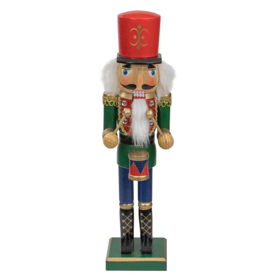 Figures * | Northlight 14 Green And Red Traditional Standing Drummer Christmas Nutcracker