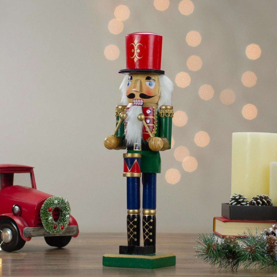 Figures * | Northlight 14 Green And Red Traditional Standing Drummer Christmas Nutcracker