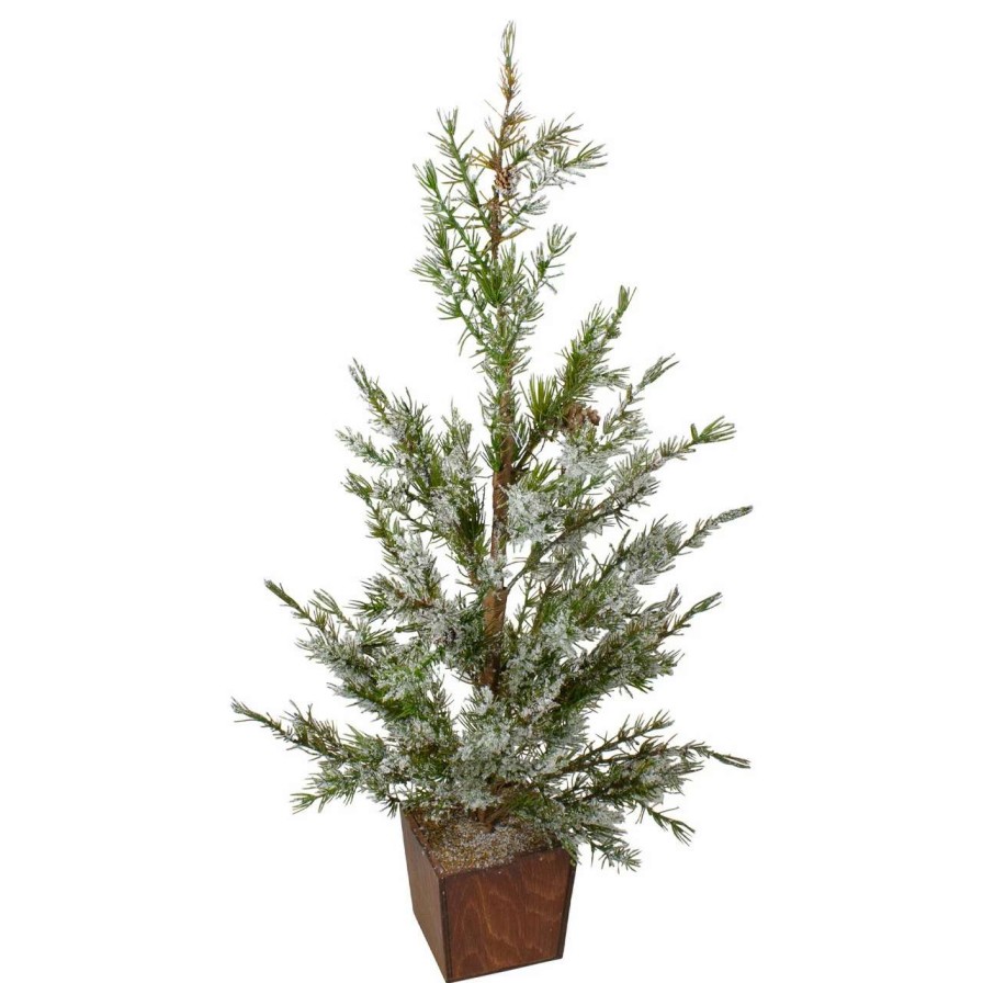 Christmas Table Top Trees * | Northlight 28 Potted Frosted Pine Artificial Christmas Tree Unlit