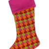 Stockings & Holders * | Sterling International Inc 18.5 Pink And Green Knitted T Patterned Christmas Stocking