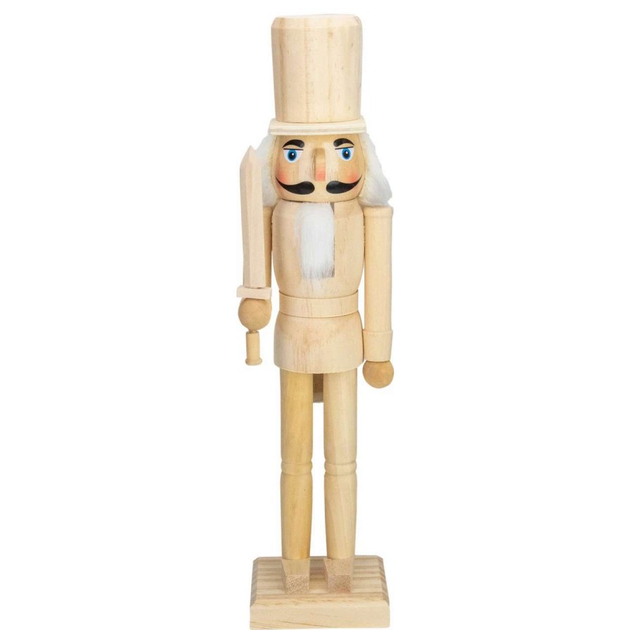 Figures * | Northlight 15 Unfinished Paintable Wooden Christmas Nutcracker With Sword