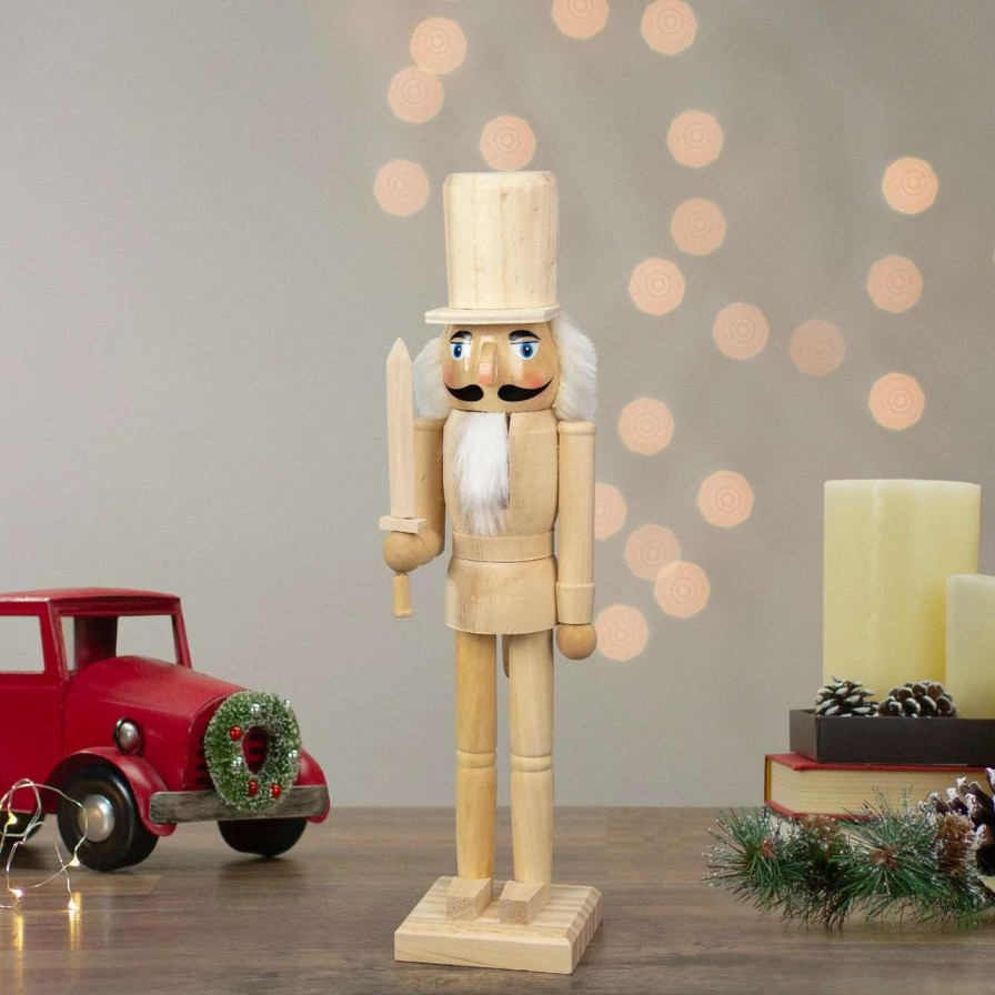 Figures * | Northlight 15 Unfinished Paintable Wooden Christmas Nutcracker With Sword