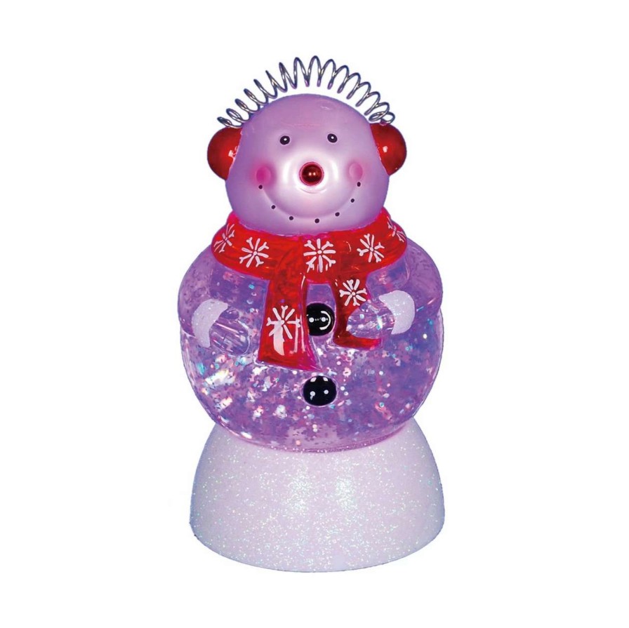 Christmas Village Sets & Accessories * | Northlight 7.5 Led Lighted Color-Changing Snowman With Ear Muffs Snow Globe Christmas Figure