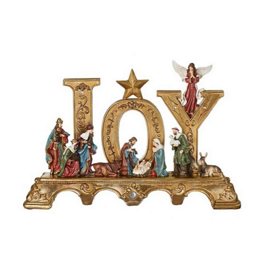 Nativity Sets & Accessories * | Roman 14.5 Gold And Vibrantly Colored Joy Nativity Tabletop Decor