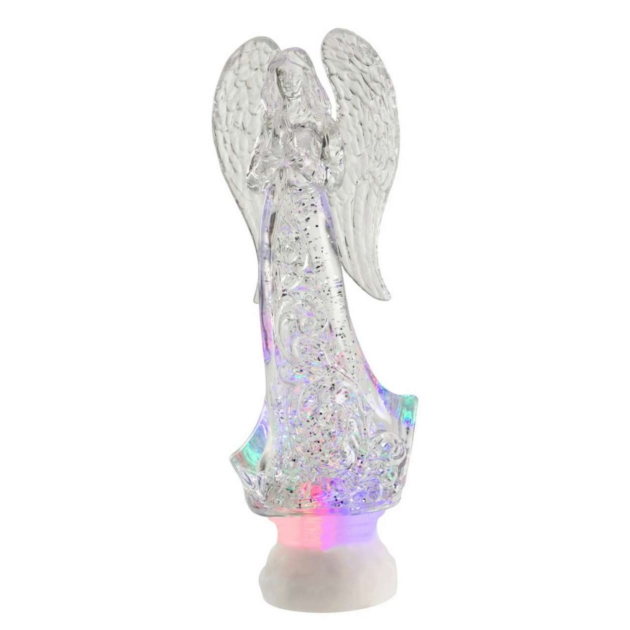 Christmas Village Sets & Accessories * | Northlight 11 Led Lighted Icy Crystal Glitter Snow Globe Angel Christmas Figure