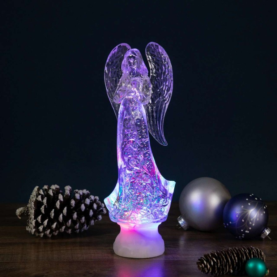 Christmas Village Sets & Accessories * | Northlight 11 Led Lighted Icy Crystal Glitter Snow Globe Angel Christmas Figure