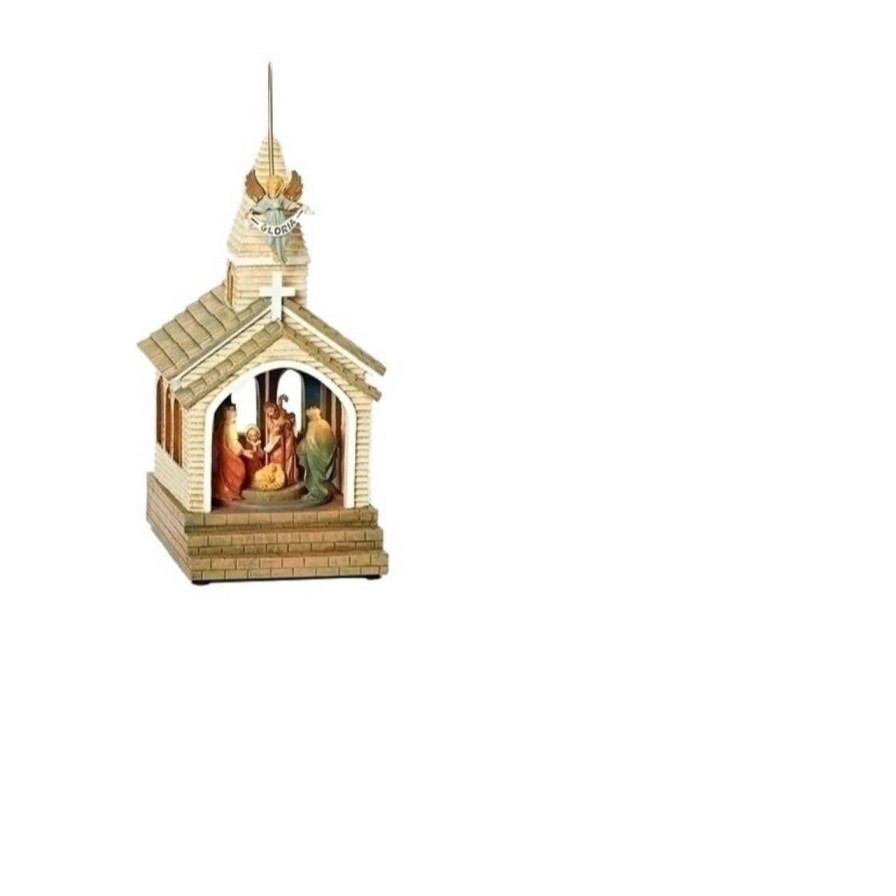 Nativity Sets & Accessories * | Roman 12 Brown And Red Led Lighted Musical Nativity Scene Christmas Ornament