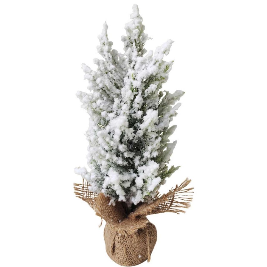 Christmas Table Top Trees * | Northlight 12.5 Heavily Flocked Pine Tree In Burlap Base Christmas Decoration