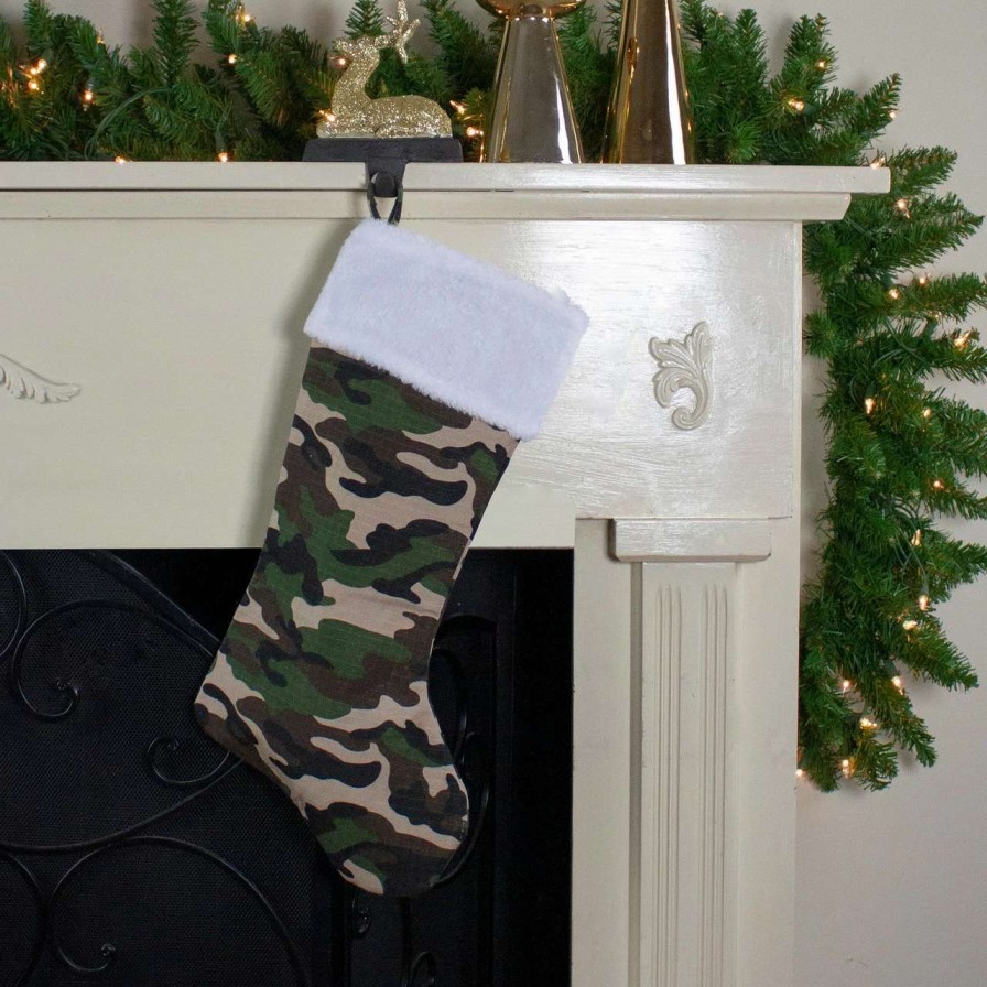 Stockings & Holders * | Northlight 18 White And Green Camouflage Christmas Stocking With Cuff