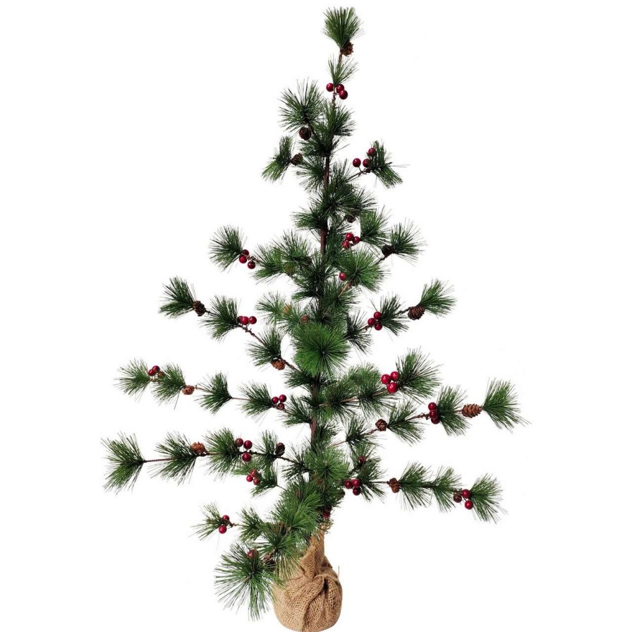 Christmas Table Top Trees * | Northlight 35.25 Winter Berry Pine Tree With Pine Cones In Jute Base Christmas Decoration