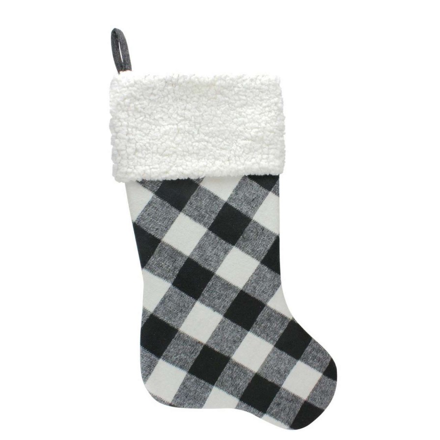 Stockings & Holders * | Northlight 23 Black And White Rustic Checkered Christmas Stocking