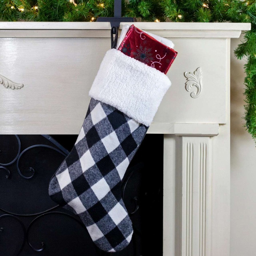 Stockings & Holders * | Northlight 23 Black And White Rustic Checkered Christmas Stocking