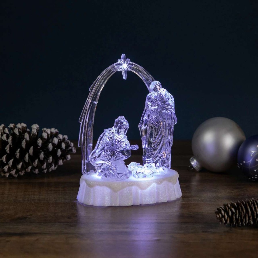 Nativity Sets & Accessories * | Northlight 7 Led Lighted Musical Icy Crystal Nativity Scene Christmas Decoration