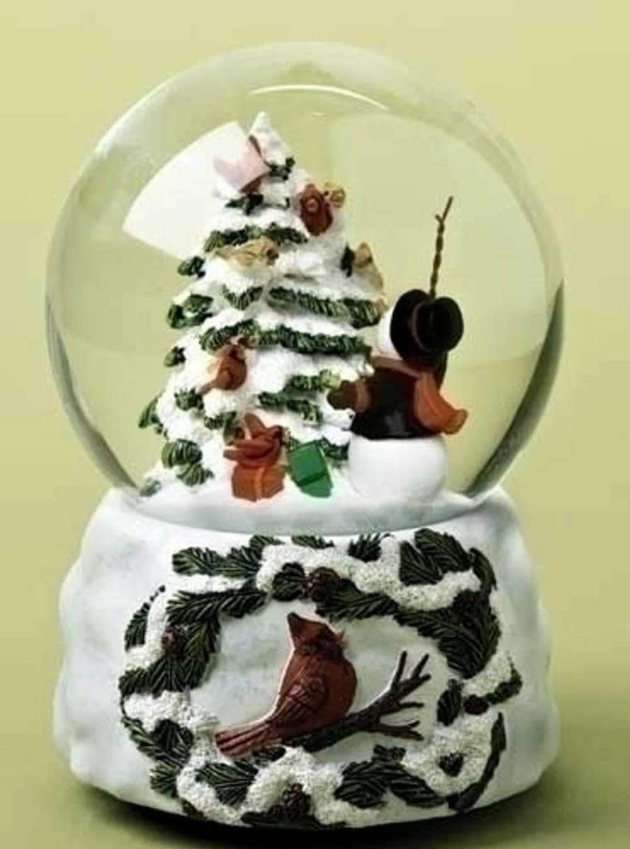 Christmas Village Sets & Accessories * | Roman 5.5 Musical Snowman Conducting Cardinal Bird Chorus Christmas Glitterdome