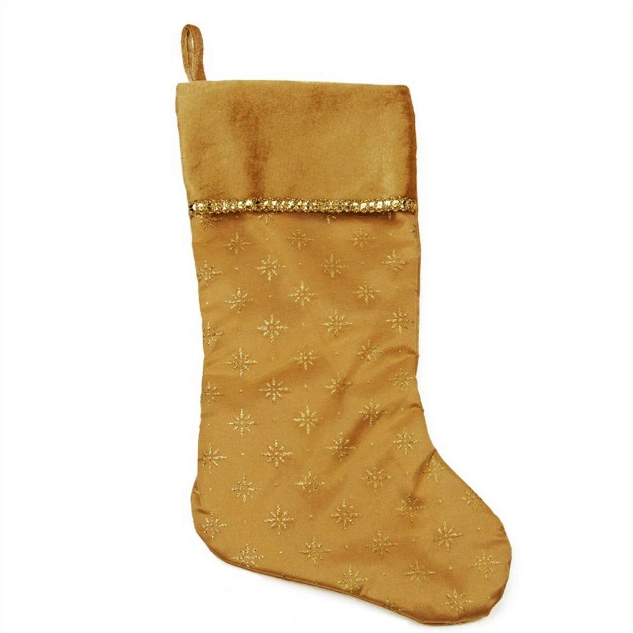 Stockings & Holders * | Northlight 20 Gold Glittered Starburst Christmas Stocking With Cuff