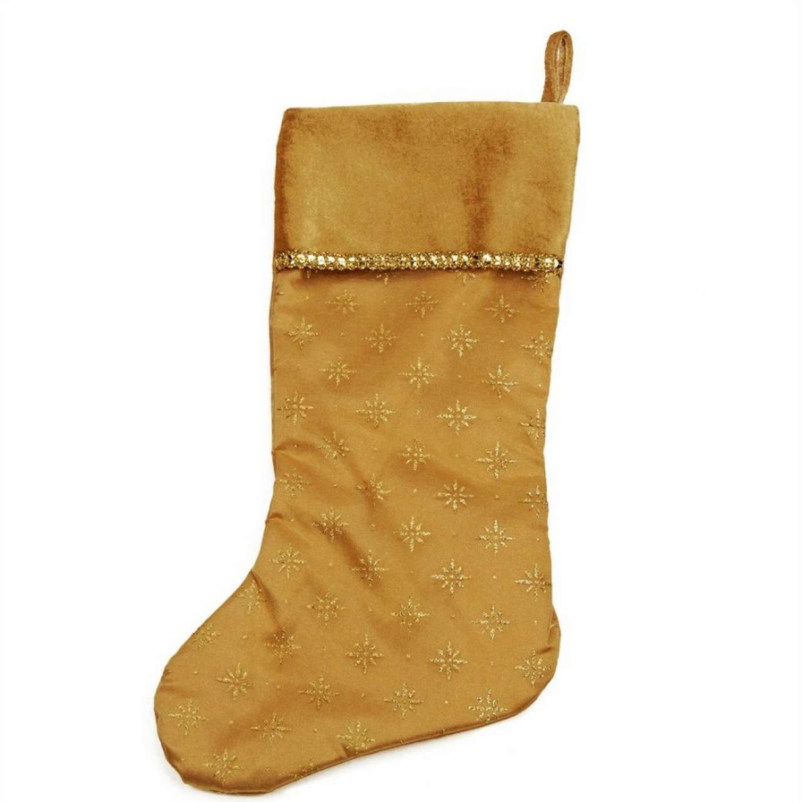 Stockings & Holders * | Northlight 20 Gold Glittered Starburst Christmas Stocking With Cuff