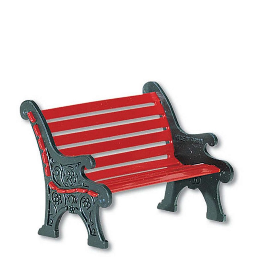 Christmas Village Sets & Accessories * | Department 56 Snow Village "Red Wrought Iron Park Bench" Accessory #56.56445