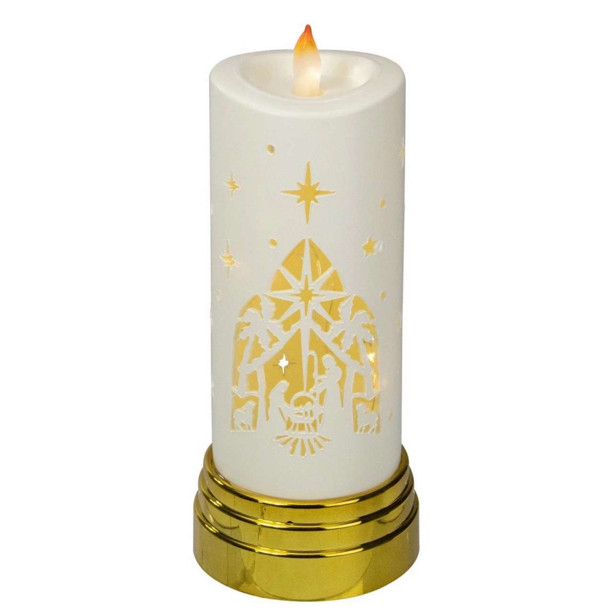 Candles & Lanterns * | Northlight 9 Gold And White Nativity Scene Flameless Candle