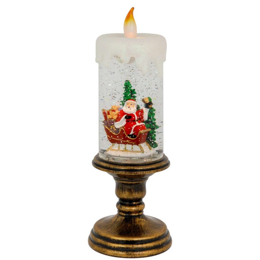 Christmas Village Sets & Accessories * | Northlight 11-Inch Led Lighted Glitter Snow Globe Candle Christmas Figurine