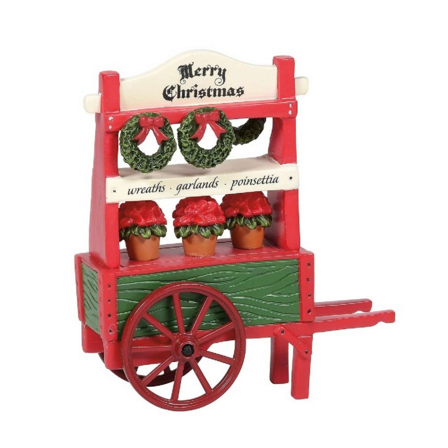 Christmas Village Sets & Accessories * | Department 56 Christmas Poinsettia Cart Village Accessory #6005524