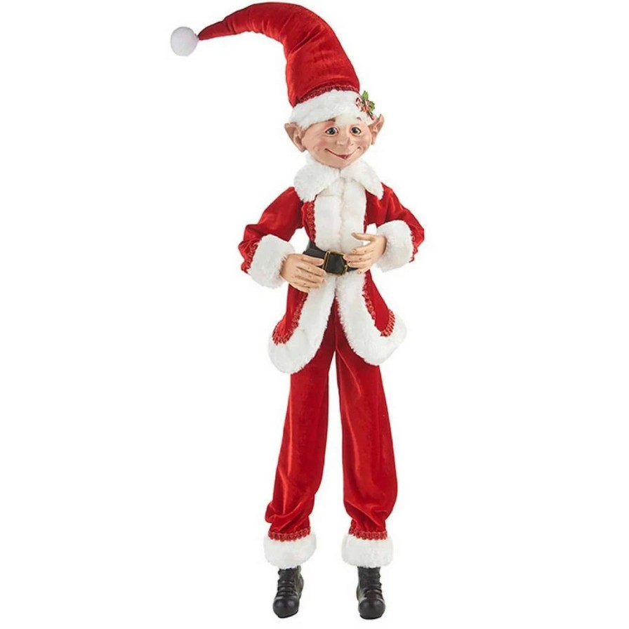 Figures * | Kurt Adler 16 Red And White Christmas Posable Elf