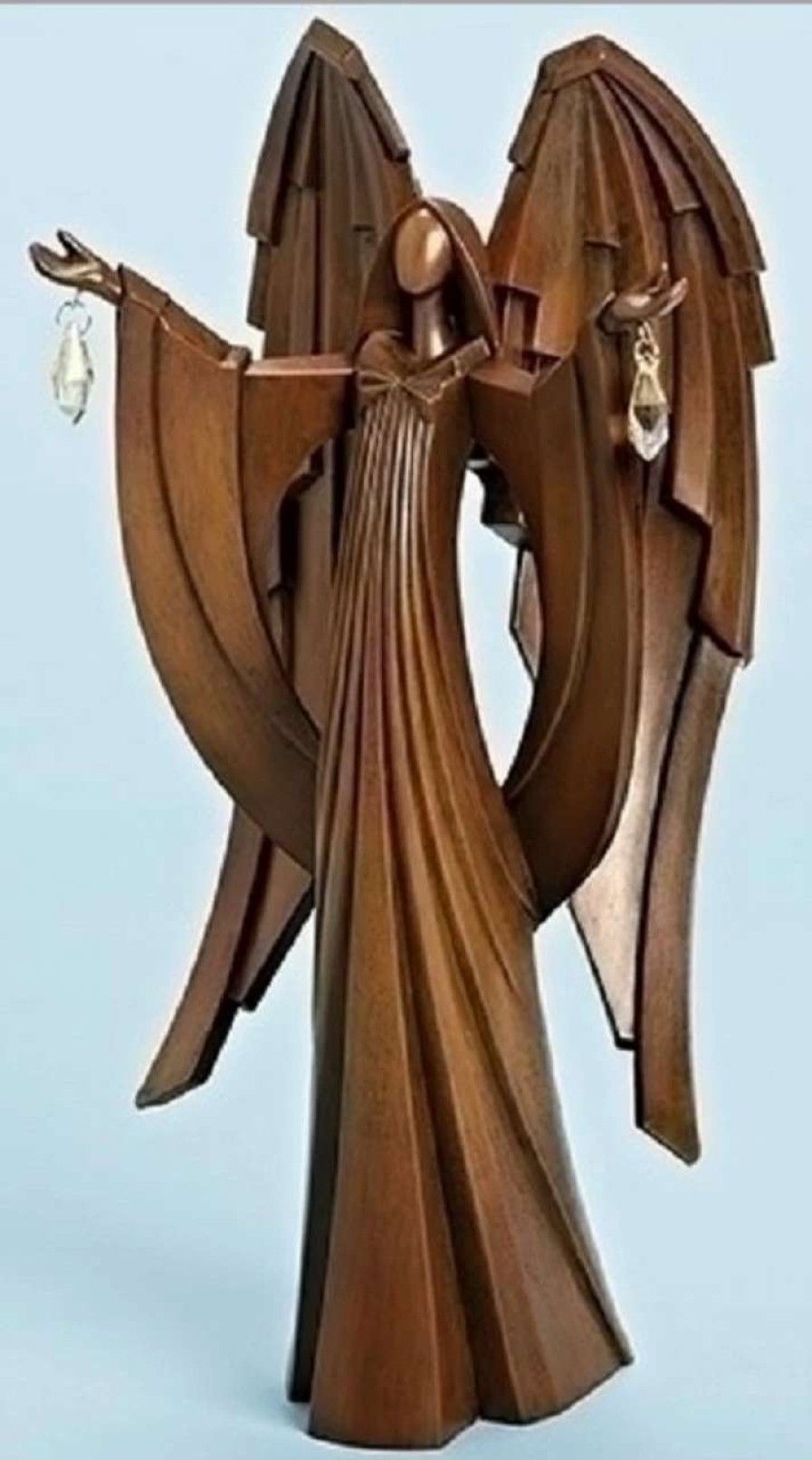 Figures * | Roman 12.75 Faux Wood Angel With Jewels Inspirational Christmas Tabletop Figure