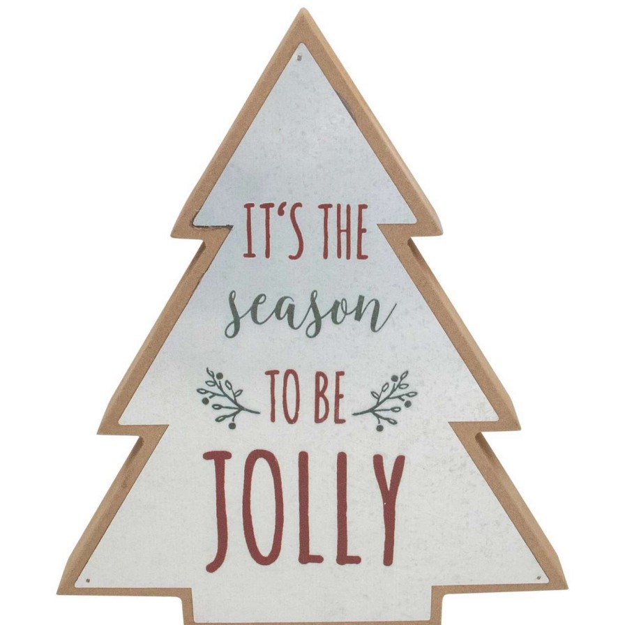 Christmas Village Sets & Accessories * | Northlight 10 Tree Shaped Tis The Season To Be Jolly Christmas Sign