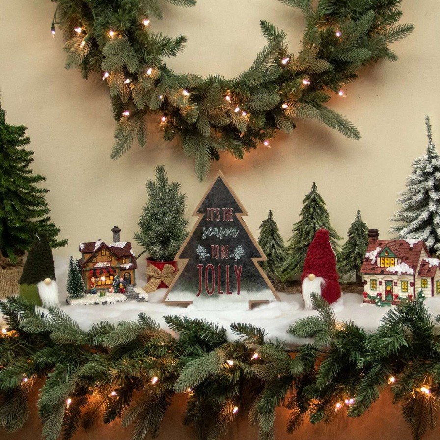 Christmas Village Sets & Accessories * | Northlight 10 Tree Shaped Tis The Season To Be Jolly Christmas Sign