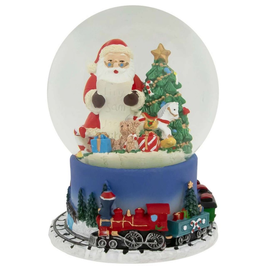 Christmas Village Sets & Accessories * | Northlight 6.5 Christmas Train Around Santa Delivering Gifts Musical Water Globe