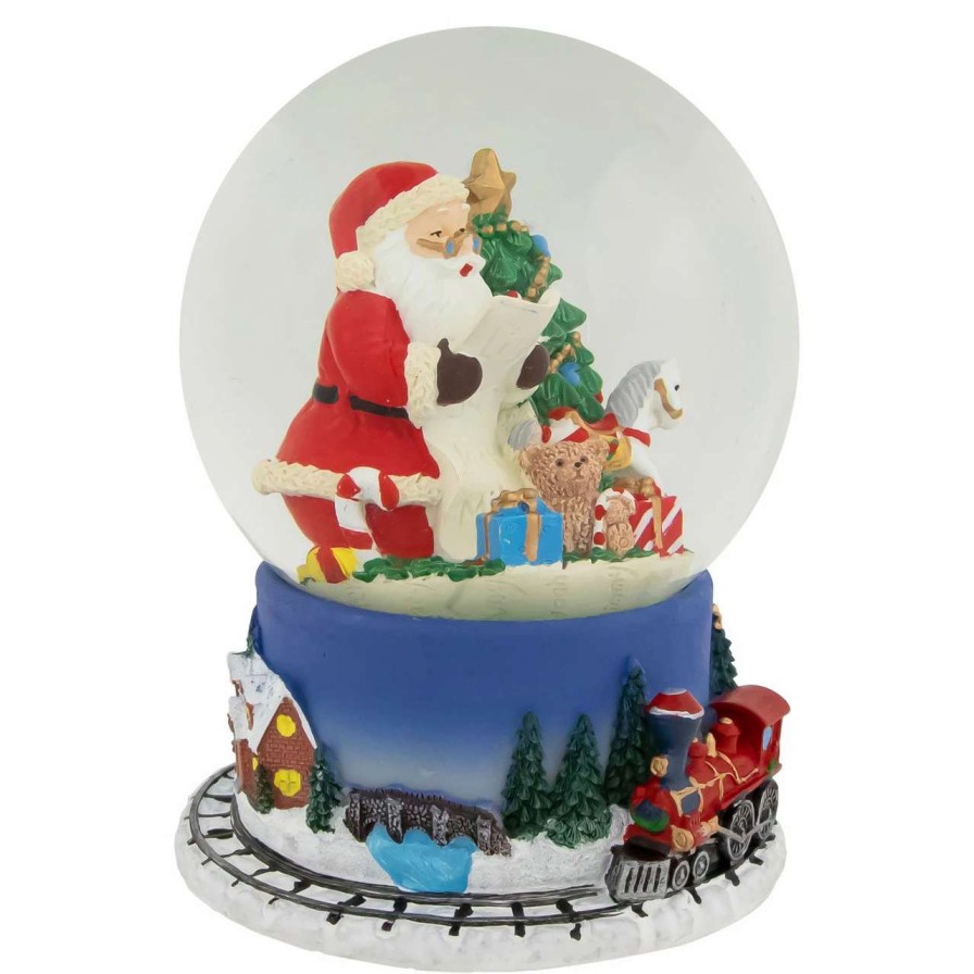 Christmas Village Sets & Accessories * | Northlight 6.5 Christmas Train Around Santa Delivering Gifts Musical Water Globe