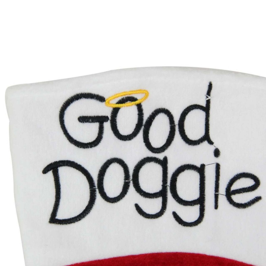 Stockings & Holders * | Northlight 19 Red And White Embroidered Halo "Good Doggie" Christmas Stocking With Cuff