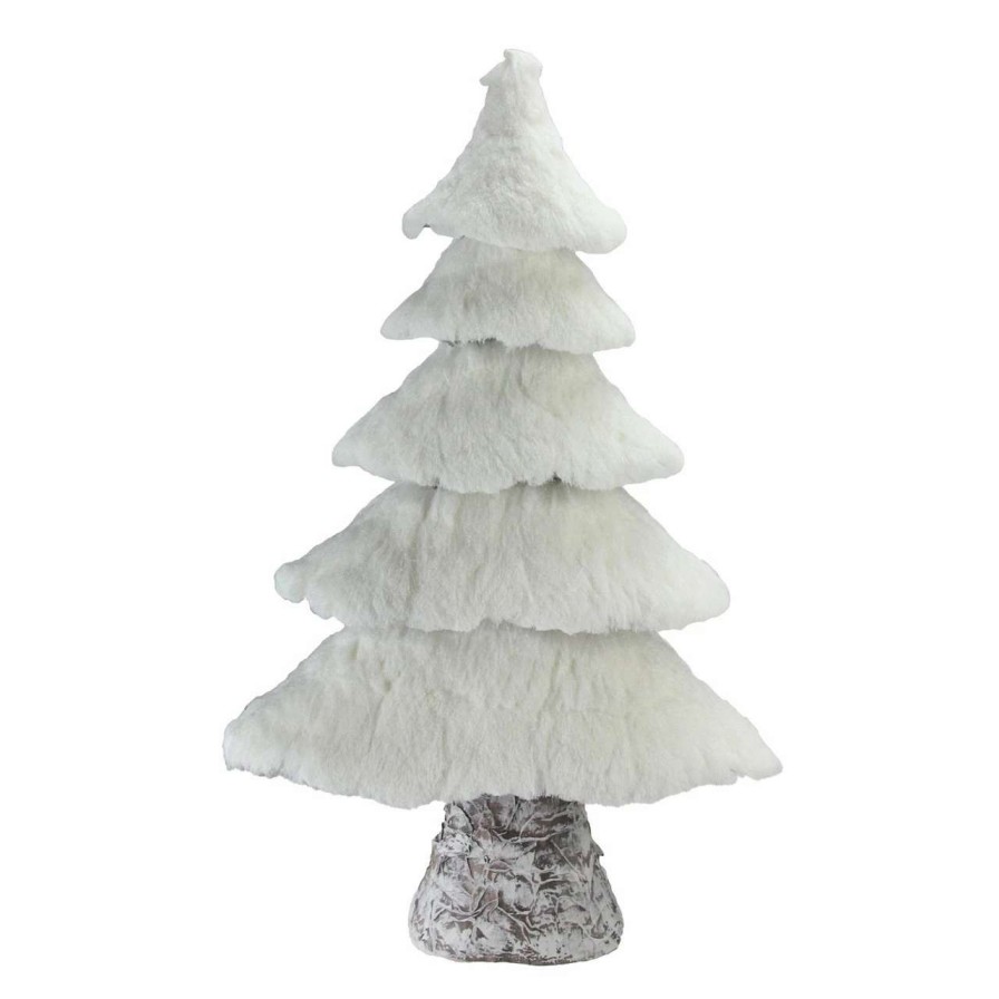 Christmas Table Top Trees * | Northlight 20.5 White Faux Fur Birch Tree Christmas Decoration